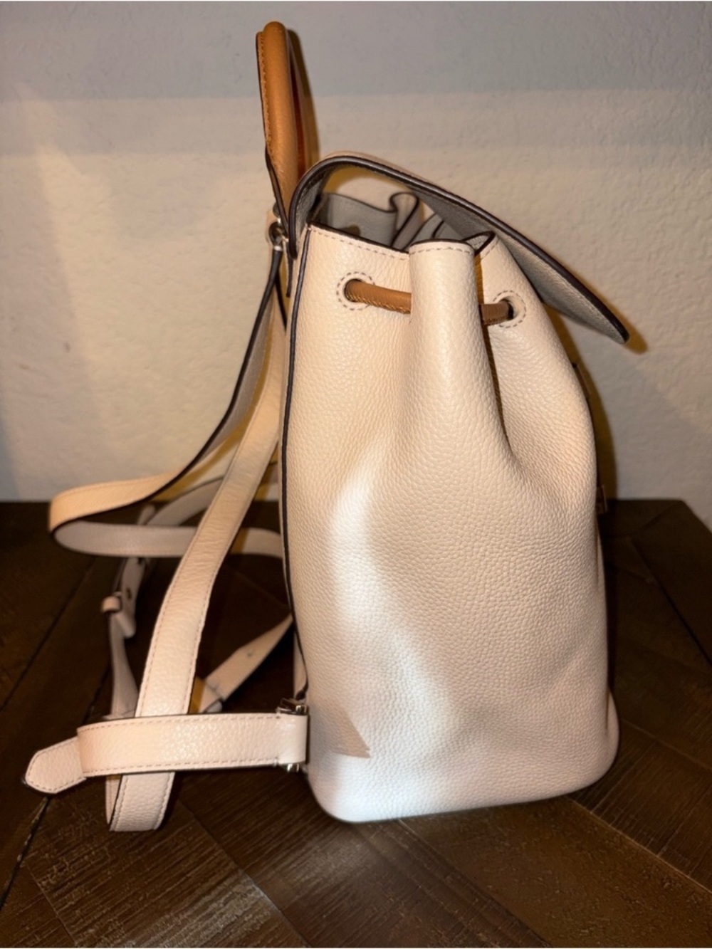 kate spade Cream Pebbled Leather Drawstring Backpack - NWOT - Picture 5 of 12